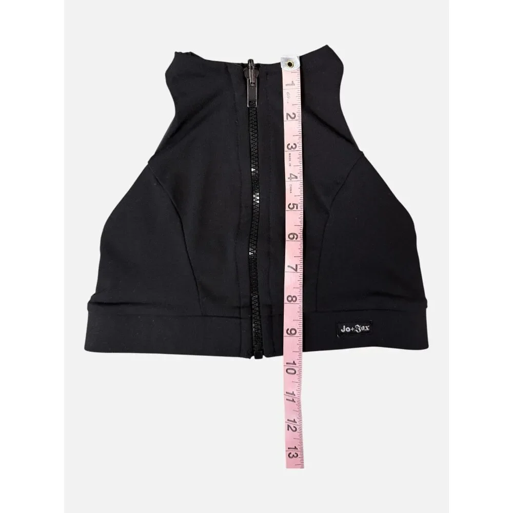Jo+Jax Reversible Zip Front Dance Crop Top Black Gray Child M
